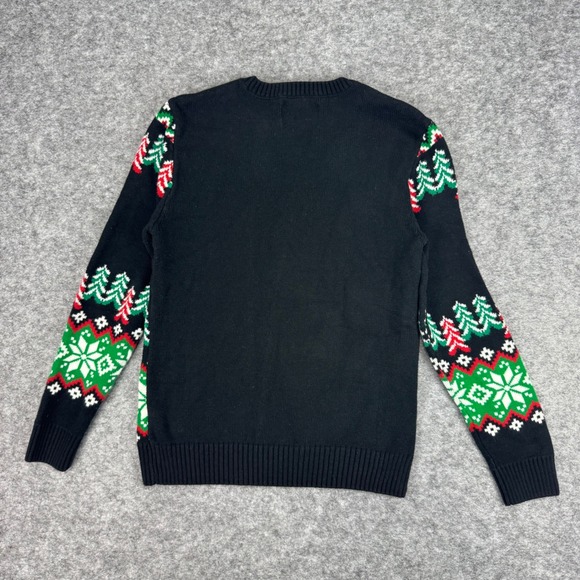 Ugly Christmas Sweater Womens Tree Rex Dinosaur Lights Knit Pullover Size S - Picture 3 of 8